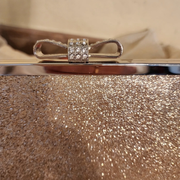 INC International Concepts Metallic Glitter Rose Gold Clutch Purse - Picture 2 of 3